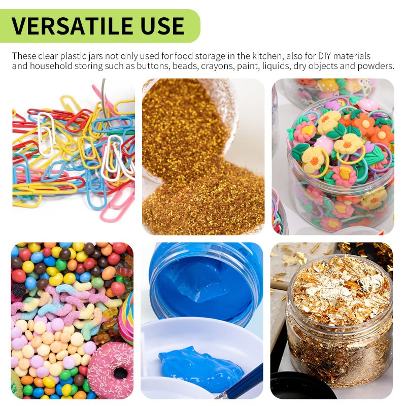 STARSIDE 40 Pack 180ml 6 oz Empty Clear Plastic Jars with Black Lids, Refillable Round Containers for Slime,Beauty Products, powder, Cream, Scrubs, Cookie,Dried Fruit. Include 1 Pen and 80 Labels. - Image 4